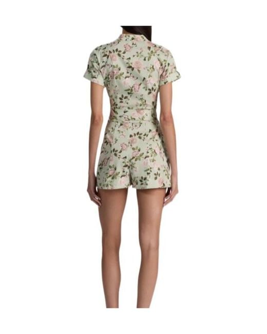 Alice + Olivia White Floral-Print Belted Playsuit