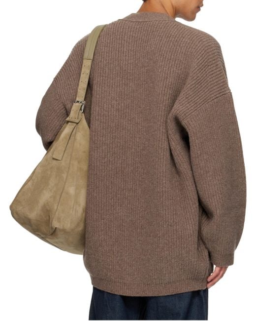 Lemaire Brown V-Neck Button-Up Cardigan for men