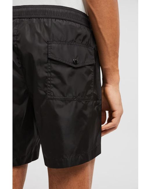 Moncler Black Logo Patch Drawstring Swim Shorts for men