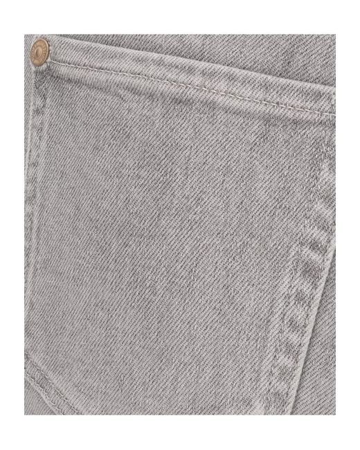 7 For All Mankind Gray Denim Pants Wide Leg Belt Loops Five Pockets