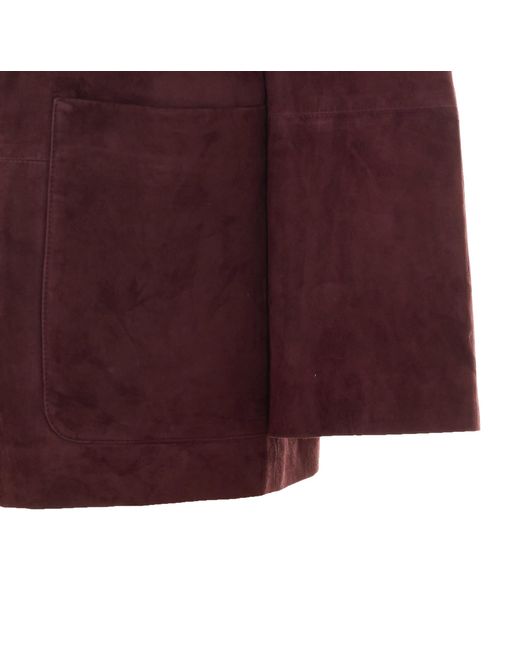 Max Mara Purple Long-Sleeve Leather Jacket
