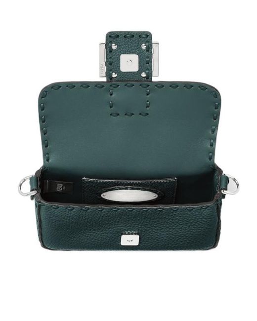 Fendi Green Dark Selleria Bag With 309Hand-Sewn Topstitches