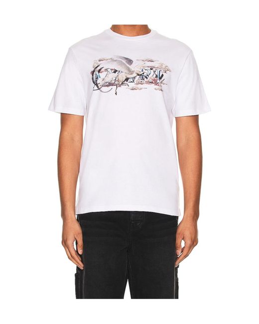 Amiri White Pegasus Script Logo Cotton T-Shirt for men