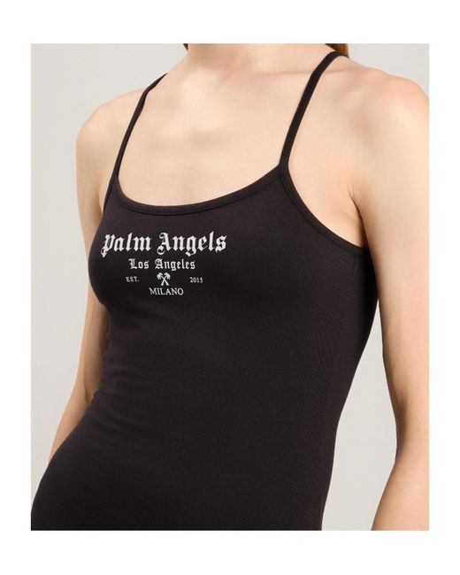 Palm Angels Black Milan La Fitted Mini Dress