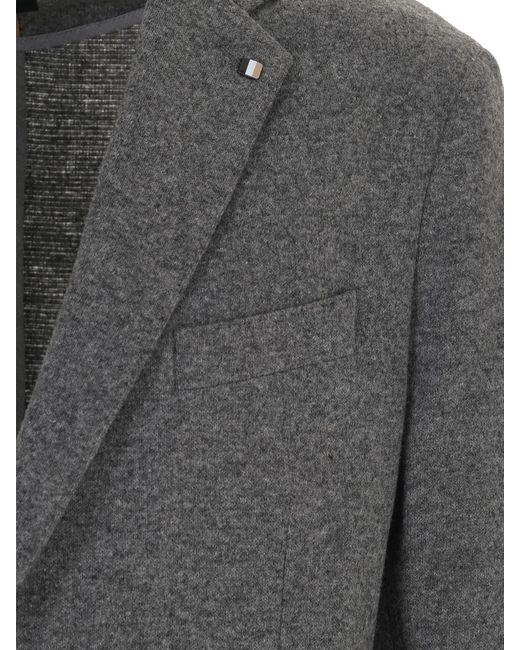 Boss Gray Single-Breasted Suit Jacket for men