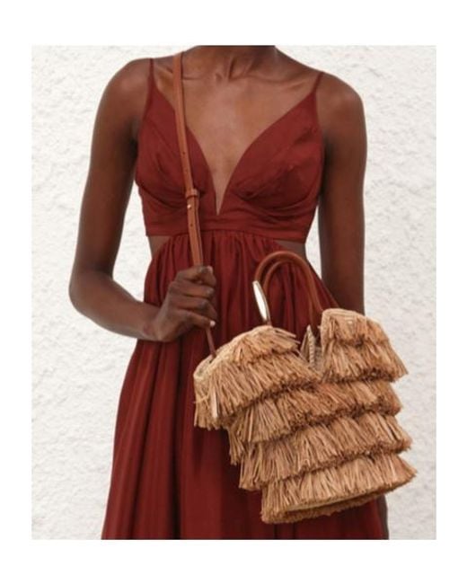 Zimmermann Natural Small Goldentime Fringed Tote Bag