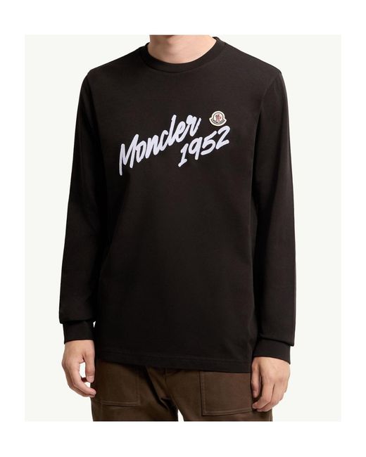 Moncler Black Logo Cotton Jersey Long Sleeve T-Shirt for men