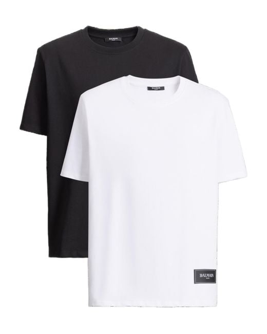 Balmain Black Pack Of 2 Vintage T-Shirts for men
