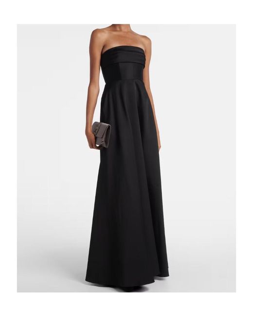 Roland Mouret Black Pleated Taffeta Corset Gown