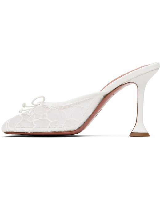 AMINA MUADDI White Lila 95 Lace Mules