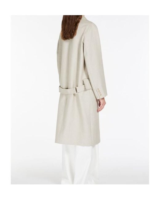 Max Mara White Double-Breasted Long-Sleeved Coat