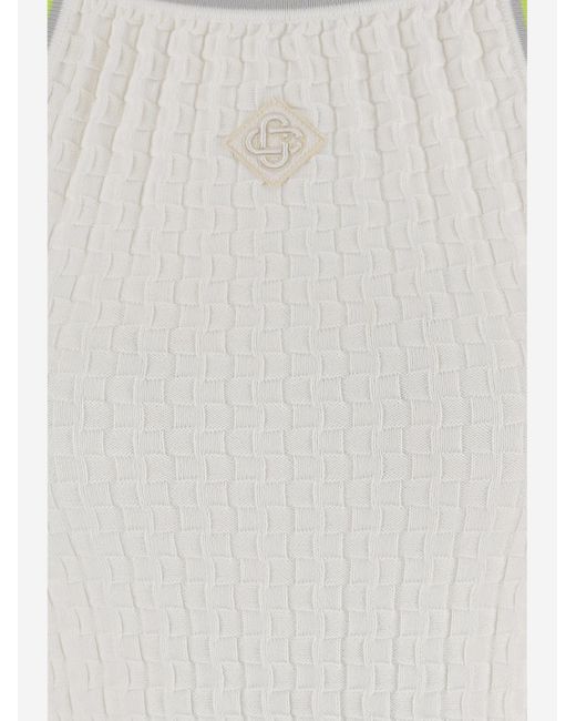 Casablanca White Ruffled-Hem Ribbed Mini Dress