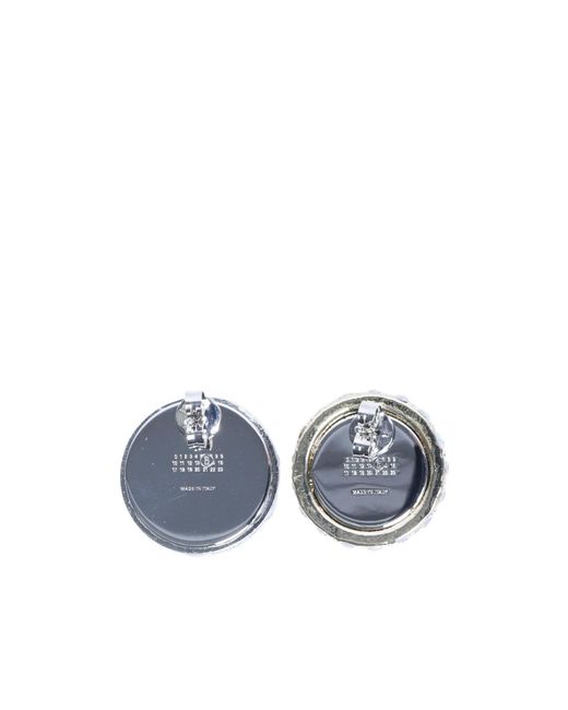 MM6 by Maison Margiela White Embellished Round Earrings