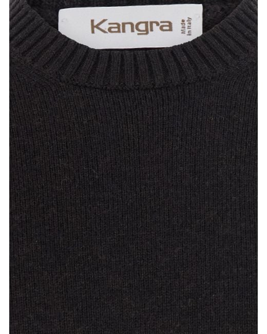 Kangra Cashmere Black Long-Sleeve Crew-Neck Sweater for men