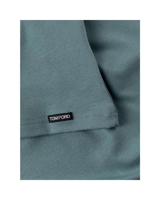 Tom Ford Blue V-Neck Stretch-Cotton T-Shirt for men
