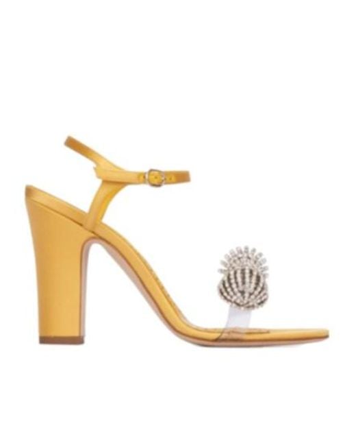 Manolo Blahnik Metallic Ostria Embellished High Heel Sandals