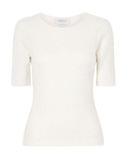Gabriela Hearst White Valentia Knitted Silk T-Shirt