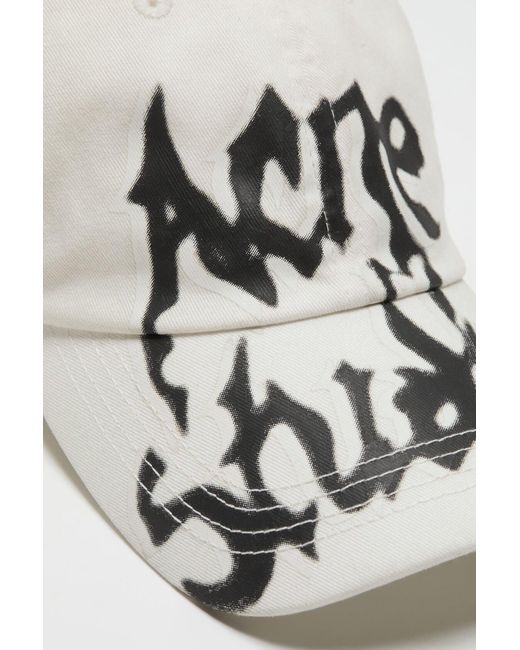 Acne White Logo-Print Baseball Cap for men
