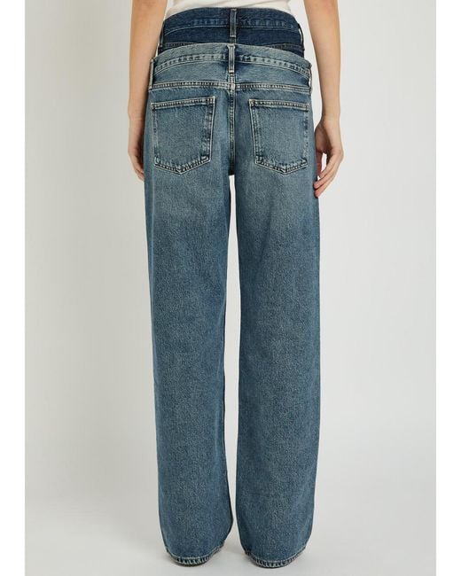 Agolde Blue Elson Layered Straight-Leg Jeans