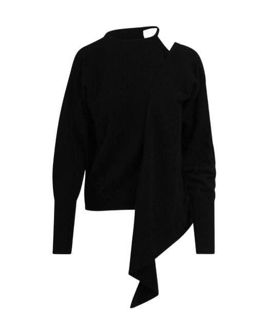 FEDERICA TOSI Black One-Shoulder Cut-Out Sweater