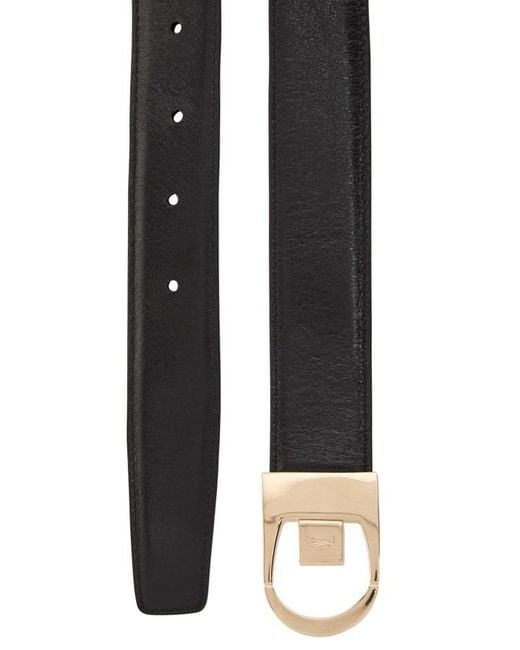 Saint Laurent White Reversible Logo-Engraved Leather Belt