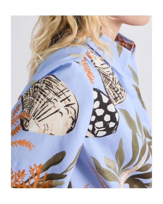 Marella Blue Marine Print Short Sleeve Shirt