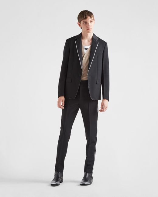 Prada Blue Stripe-Detailed Tailored Trousers for men