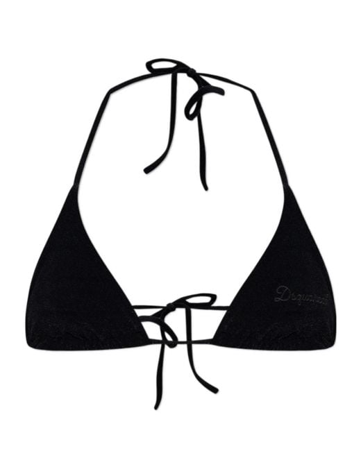 DSquared² Black Lace-Up Bikini Top
