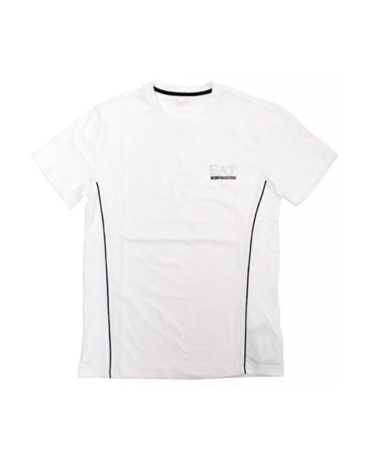 EA7 White Logo Round-Necked T-Shirt for men