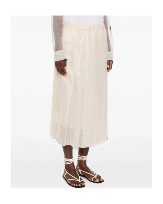 Fabiana Filippi Natural Pleated Midi Skirt
