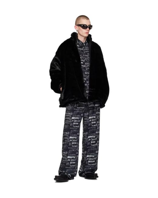 Balenciaga Black All-Over Printed Pants for men