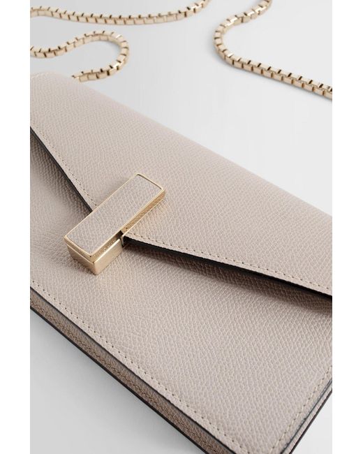Valextra Gray Envelope Foldover-Top Clutch Bag