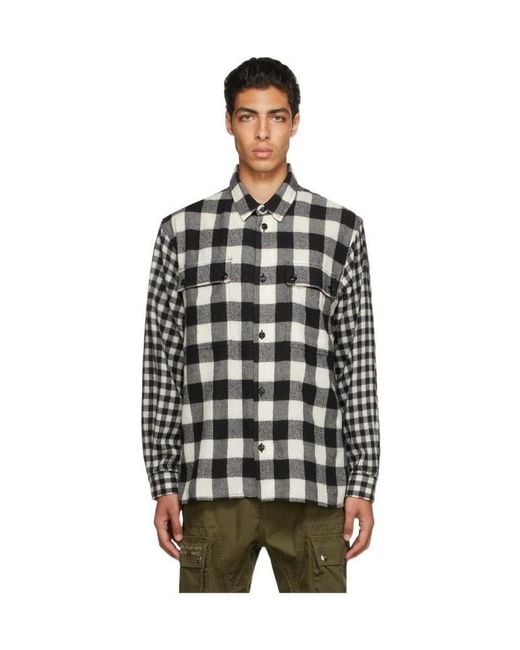 DIESEL Black Flannel Checked Knitted Shirt for men