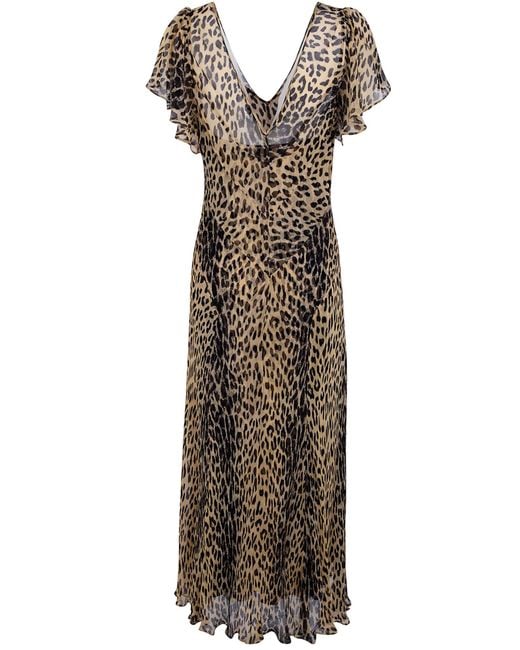 Rixo Multicolor V-Neck Leopard Print Dress