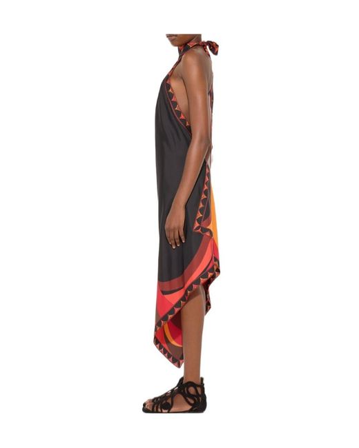 Emilio Pucci Red Pucci Printed Halterneck Maxi Dress
