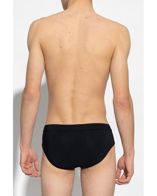 Dolce & Gabbana Black Logo-Patch Drawstring Briefs for men