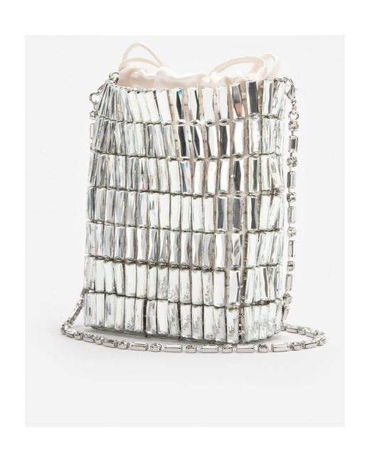 Self-Portrait White Embellished Drawstring Mini Bag