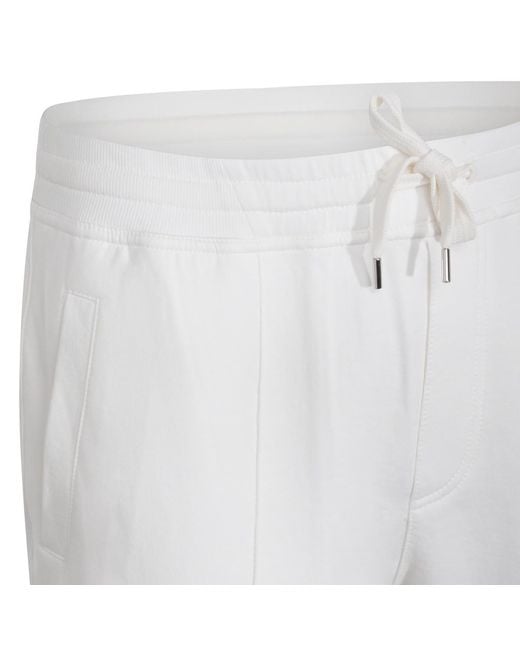 Brunello Cucinelli White Techno French Terry Trousers for men