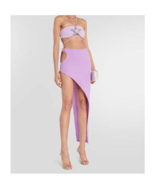 David Koma Purple Asymmetrical Wool Maxi Skirt