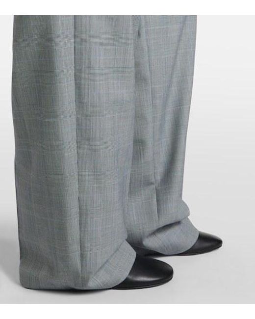 Givenchy Gray Checked Wool Wide-Leg Pants