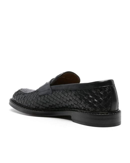 Doucal's Black Embossed Loafers for men