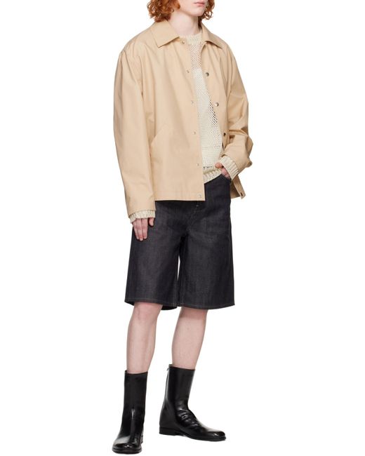 Jil Sander Natural Logo Printed Button-Up Jacket for men
