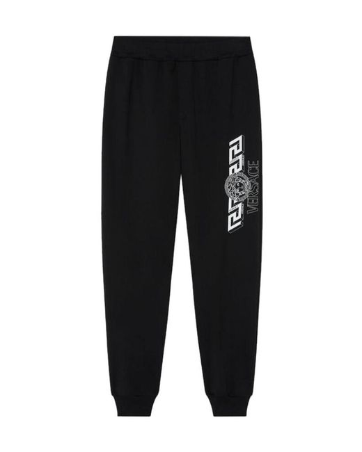 Versace Black Greca Detailed Jersey Knitted Track Pants for men