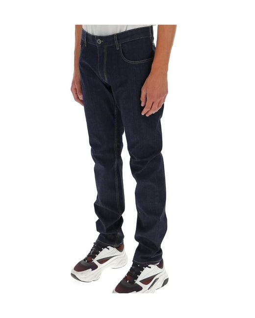 Prada Blue Five Pocket Stretched Jeans for men