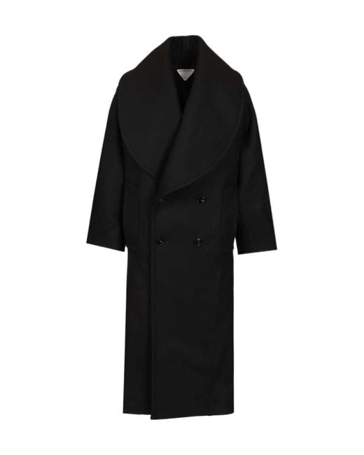 Bottega Veneta Black Double Breasted Felt Coat