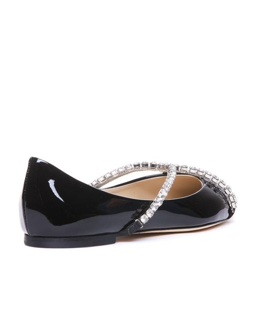 Jimmy Choo White Genevi Crystal-Embellished Ballerina Shoes