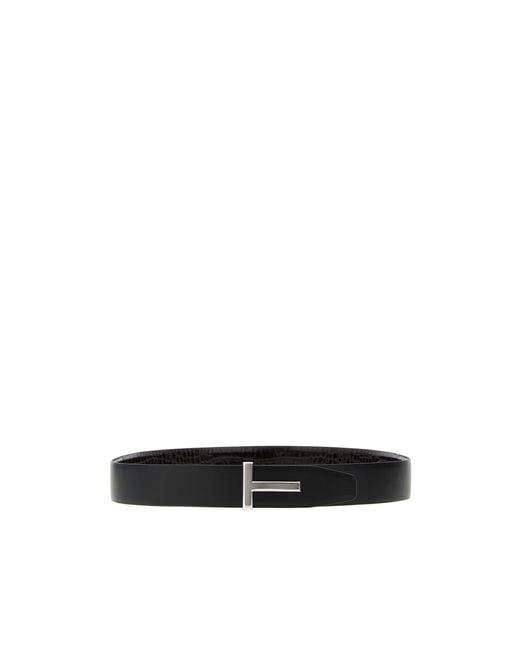Tom Ford White Embossed Reversible Belt for men
