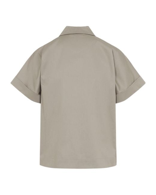 Peserico Gray Short-Sleeved Buttoned Shirt