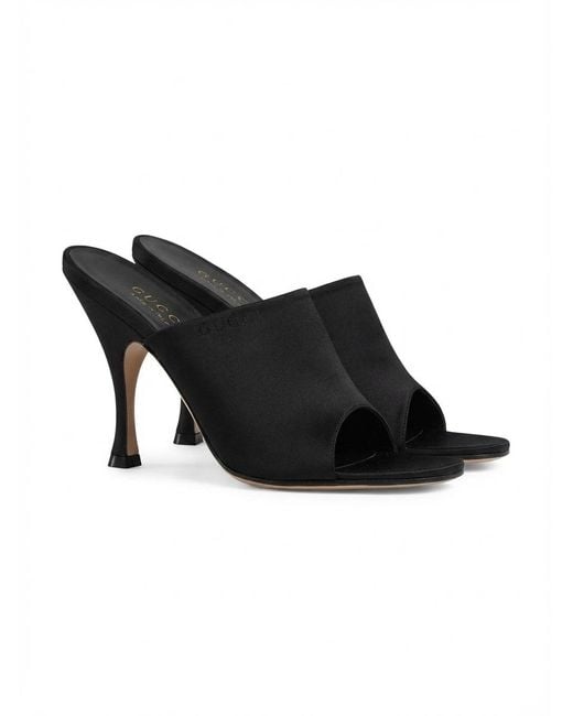 Gucci Black High Heel Slide Sandals