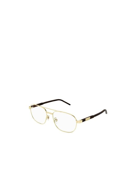 Gucci White Eyewear Pilot Frame Glasses for men